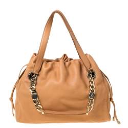 Pre Owned Bvlgari Beige Leather Bonton Tote