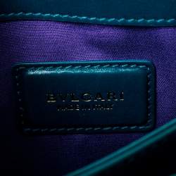 Pre Owned Bvlgari Teal/Black Leather and Perspex Small Flap Cover Shoulder Bag