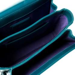 Pre Owned Bvlgari Teal/Black Leather and Perspex Small Flap Cover Shoulder Bag