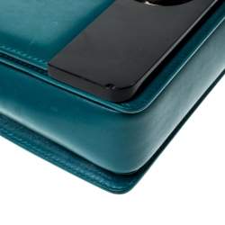 Pre Owned Bvlgari Teal/Black Leather and Perspex Small Flap Cover Shoulder Bag