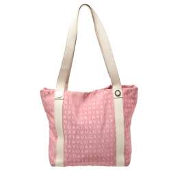 Bvlgari Pink/Beige Logo Mania Canvas and Leather Tote