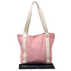 Bvlgari Pink/Beige Logo Mania Canvas and Leather Tote