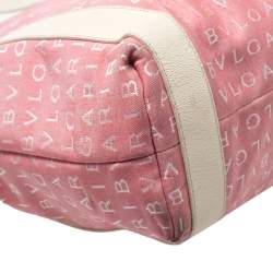 Bvlgari Pink/Beige Logo Mania Canvas and Leather Tote