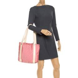 Bvlgari Pink/Beige Logo Mania Canvas and Leather Tote