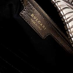 Bvlgari Gunmetal Plisse Leather Monte Shopper Tote