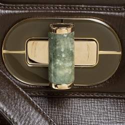Bvlgari Olive Green Leather Isabella Rossellini Top Handle Bag