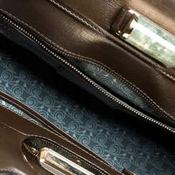 Bvlgari Olive Green Leather Isabella Rossellini Top Handle Bag