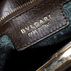 Bvlgari Olive Green Leather Isabella Rossellini Top Handle Bag