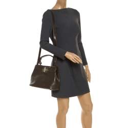 Bvlgari Olive Green Leather Isabella Rossellini Top Handle Bag
