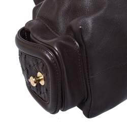 Pre Owned Bvlgari Dark Brown Leather Leoni Satchel