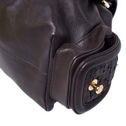 Pre Owned Bvlgari Dark Brown Leather Leoni Satchel