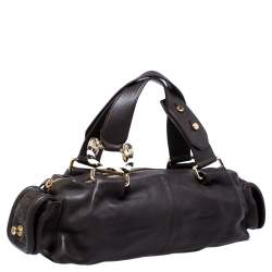 Pre Owned Bvlgari Dark Brown Leather Leoni Satchel