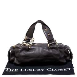 Pre Owned Bvlgari Dark Brown Leather Leoni Satchel