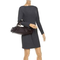 Pre Owned Bvlgari Dark Brown Leather Leoni Satchel