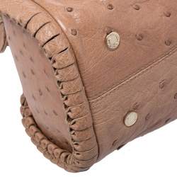 Pre Owned Bvlgari Tan Ostrich Leather Twistino Tina Satchel 