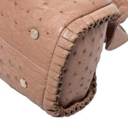 Pre Owned Bvlgari Tan Ostrich Leather Twistino Tina Satchel 