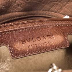 Pre Owned Bvlgari Tan Ostrich Leather Twistino Tina Satchel 