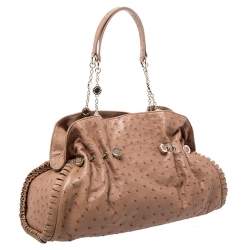 Pre Owned Bvlgari Tan Ostrich Leather Twistino Tina Satchel 