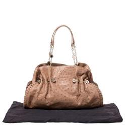Pre Owned Bvlgari Tan Ostrich Leather Twistino Tina Satchel 