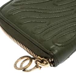 Bvlgari Green Leather Zip Around Wallet