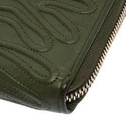 Bvlgari Green Leather Zip Around Wallet
