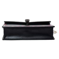Pre Owned Bvlgari Black Leather Patch Details Serpenti Forever Chain Clutch