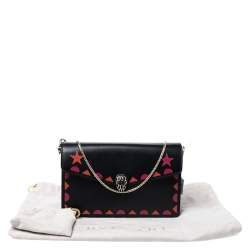 Pre Owned Bvlgari Black Leather Patch Details Serpenti Forever Chain Clutch