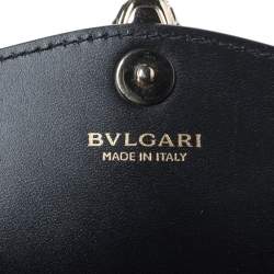 Pre Owned Bvlgari Black Leather Patch Details Serpenti Forever Chain Clutch