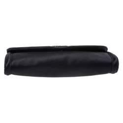 Bvlgari Black Satin Leoni Flap Clutch