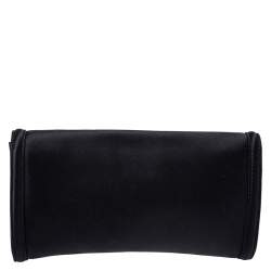 Bvlgari Black Satin Leoni Flap Clutch