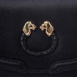 Bvlgari Black Satin Leoni Flap Clutch