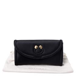 Bvlgari Black Satin Leoni Flap Clutch