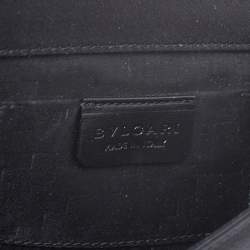 Bvlgari Black Satin Leoni Flap Clutch