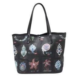 Bvlgari Black Printed Canvas Tote