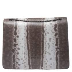 Pre Owned حقيبة كتف بلغاري سربنتي فوريفر كبيرة جلد ثعبان رصاصية