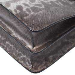 Pre Owned حقيبة كتف بلغاري سربنتي فوريفر كبيرة جلد ثعبان رصاصية