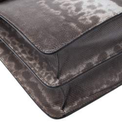 Pre Owned حقيبة كتف بلغاري سربنتي فوريفر كبيرة جلد ثعبان رصاصية