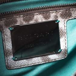 Pre Owned حقيبة كتف بلغاري سربنتي فوريفر كب يرة جلد ثعبان رصاصية