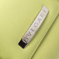 Pre Owned Bvlgari Neon Green Leather Flap Satchel