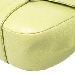 Pre Owned Bvlgari Neon Green Leather Flap Satchel