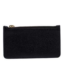 Bvlgari Black Leather Zip Credit Card Holder