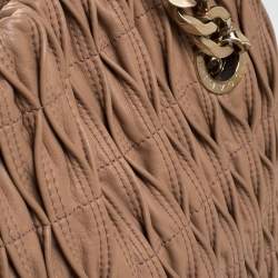 Bvlgari Nude Beige Willow Matelassé Leather Monete Tote