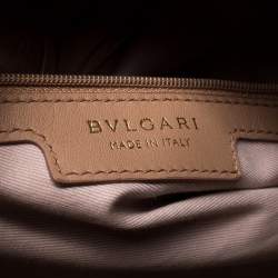 Bvlgari Nude Beige Willow Matelassé Leather Monete Tote