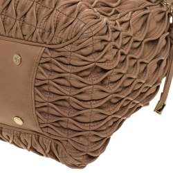 Bvlgari Nude Beige Willow Matelassé Leather Monete Tote
