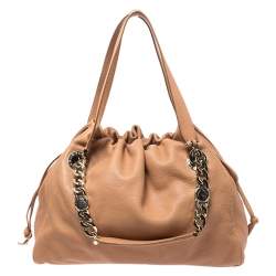 Pre Owned Bvlgari Beige Leather Bonton Tote