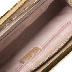 Pre Owned Bvlgari Metallic Gold Floral Embossed Straw Clutch