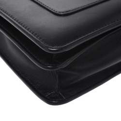 Bvlgari Black Leather Medium Serpenti Forever Flap Shoulder Bag
