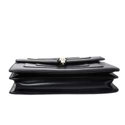 Bvlgari Black Leather Medium Serpenti Forever Flap Shoulder Bag