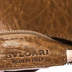 Pre Owned Bvlgari Brown Pleated Leather Hobo