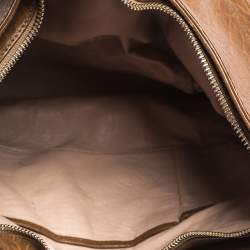 Pre Owned Bvlgari Brown Pleated Leather Hobo